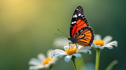 Fototapeta premium Colorful Butterfly on Delicate Flower