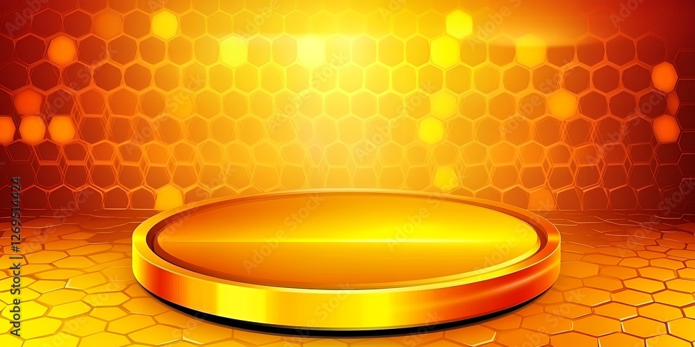 Poster golden platform on honeycomb background abstract product display