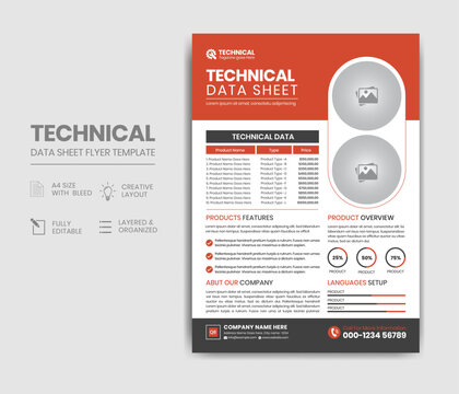 Technical Data Sheet Flyer Template Design