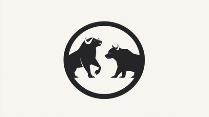 Fototapeta premium Bull and bear market symbols in circle