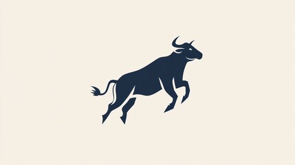 Fototapeta premium Running African Buffalo Silhouette, Wildlife