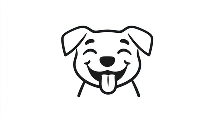 Cartoon dog face, happy expression, simple line art, for kids, social media