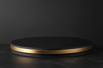 Black gold circular podium on dark background