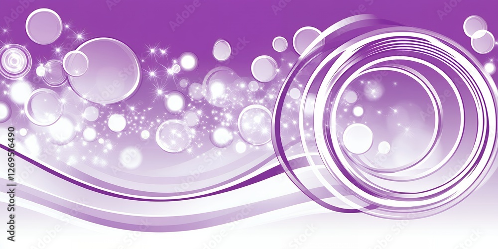Aufkleber abstract purple background with shiny bubbles and swirls design for website or presentation