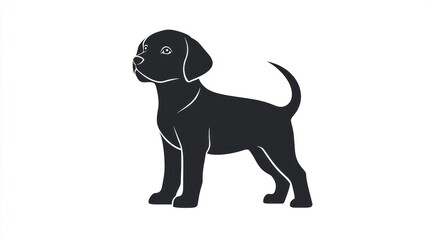 Fototapeta premium Cute puppy silhouette, profile view, isolated on white background, for pet lovers or design