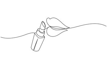 Kissing day lips single line art, continuous one line drawing of Isolated, Lipstick vector one line continuous drawing illustration.