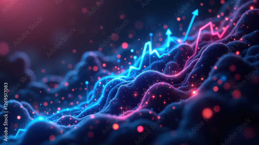 Poster financial growth visualized with a dynamic data graph.