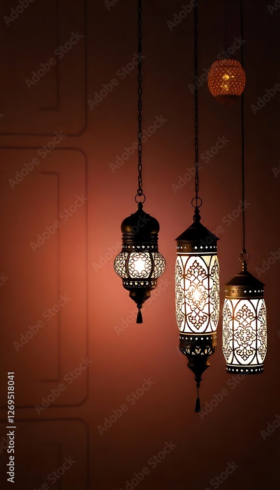 Aufkleber generative ai image showcasing ornate lanterns casting a warm ambient light