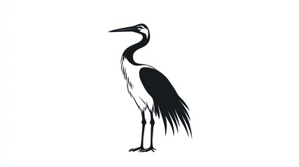 Obraz premium Simple black and white crane illustration, suitable for educational or nature-themed use