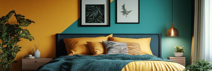 Stylish Bedroom Decor Mustard Yellow Teal Accents