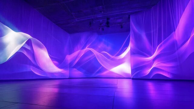 Visitors explore a mesmerizing light installation at an urban art exhibit featuring vibrant patterns that dance across the walls, creating an immersive atmosphere enjoyed by all