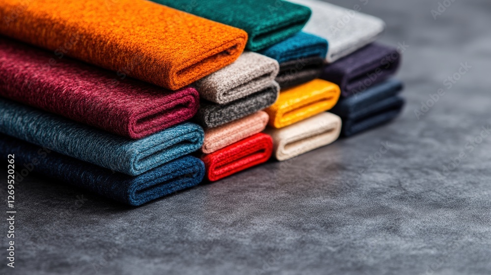 Aufkleber stack of colorful towels in various hues showcasing a range of vibrant colors and textures