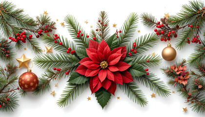 Festive Holiday Arrangement with red flower, green leaf etc