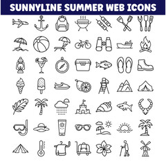 Fototapeta premium Sunlines Summer Web Icons Travel, Vacation, Beach, Outdoor Activities