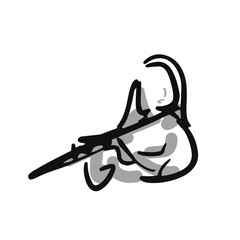 Abstract Sketch, Hand Drawing of Flute Player or Flutist