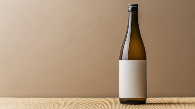 Premium Sake Bottle Mockup on Minimalist Background