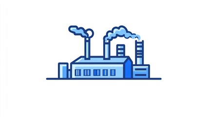 Obraz premium Industrial plant emitting smoke, pollution, environment