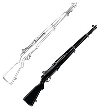 Black and White US Army Riffle M1 Garand