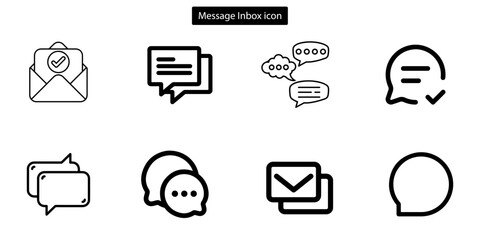 Message vector art icon set. newsletter web buttons. close email letter outline vector symbol. flat thin e-mail pictogram on white background. send mail message