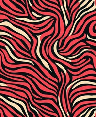 Vibrant Red and Black Animal Stripe Pattern for Seamless Design