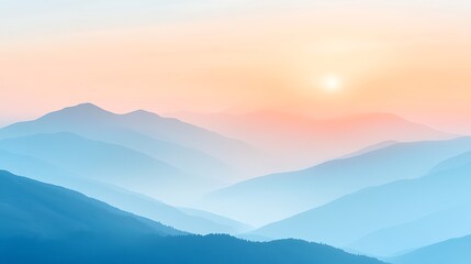 Fototapeta premium Serene Sunset Over Misty Mountain Ranges