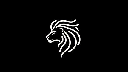 Simple lion profile on black background