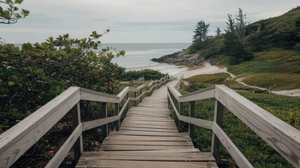 wooden bridge over the river