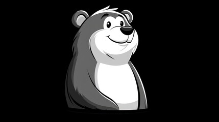 Fototapeta premium Cartoon bear, profile view, simple design, suitable for children's book illustrations