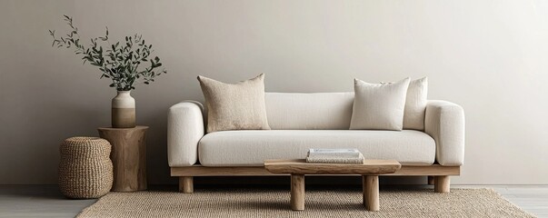 Subtle harmony of clean natural textures in modern living room