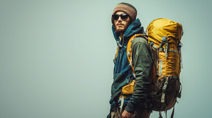Naklejka premium Backpacker on Isolated Background