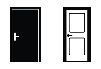 Minimalist Black Door Icon Vector, High Contrast, Modern Design