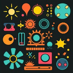 Obraz premium Colorful abstract shapes and icons