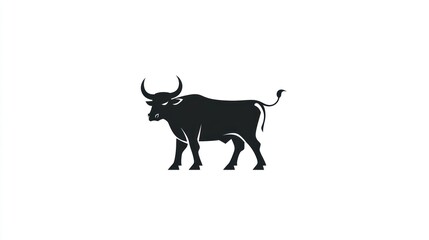 Silhouetted bull, profile view, simple design, vector art, possible use in logo