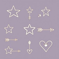 Collection of hand-drawn stars and arrows