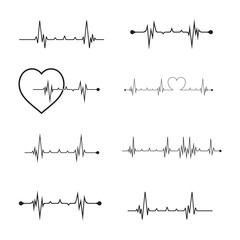 Collection of Minimalist Heartbeat and ECG Line Illustrations