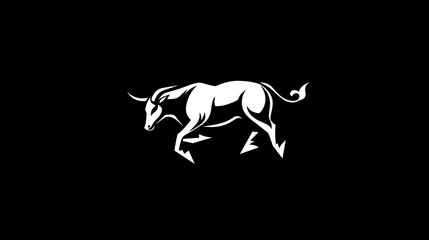 Fototapeta premium Running bull graphic design, minimalist style, use for logo or branding