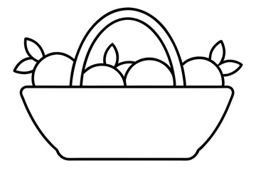 "Minimalist Outline of Fruit Basket - Farm-to-Table Concept Vector Illustration"

