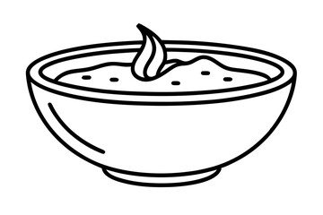 Minimalistic Line Art Illustration of a Bowl of Soup