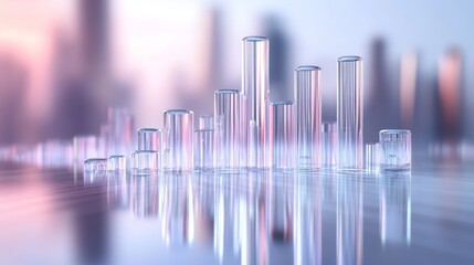 Abstract 3D glass graph symbolizing financial growth in a modern minimalistic design.