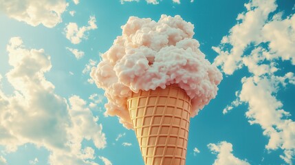 Delicious ice cream cone against a bright sky a loveconnected treat in nature's delight