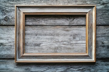 Empty rustic frame on a clean wooden surface with soft natural light isolated