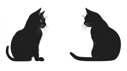 Two black cat silhouettes facing opposite directions