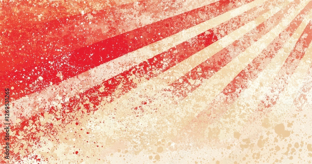 Poster vibrant abstract background with radiant lines and dynamic color splashes in shades of red and beige