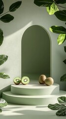display stand with fresh kiwi
