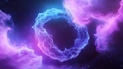 Abstract cosmic ring in vibrant nebula