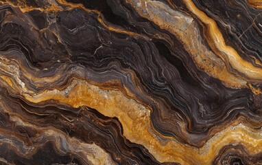 Obraz premium Abstract Natural Stone Pattern with Rich Brown and Gold Swirls Ideal for Interior Design and Artistic Backgrounds