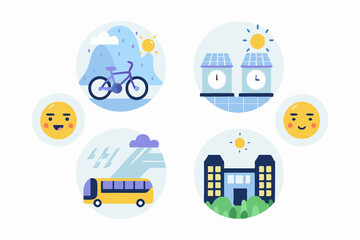 Fototapeta premium Weather impact on urban life and sustainable city solutions