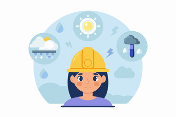 Engineer with renewable energy and weather impact concept