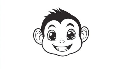 Fototapeta premium Cute monkey head illustration