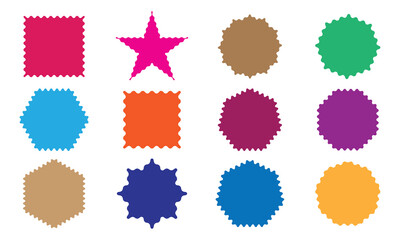 Set of colorful rectangle frames with wiggly borders. Jagged rectangular shape element set. Geometric zig zag wavy label with zigzag edges